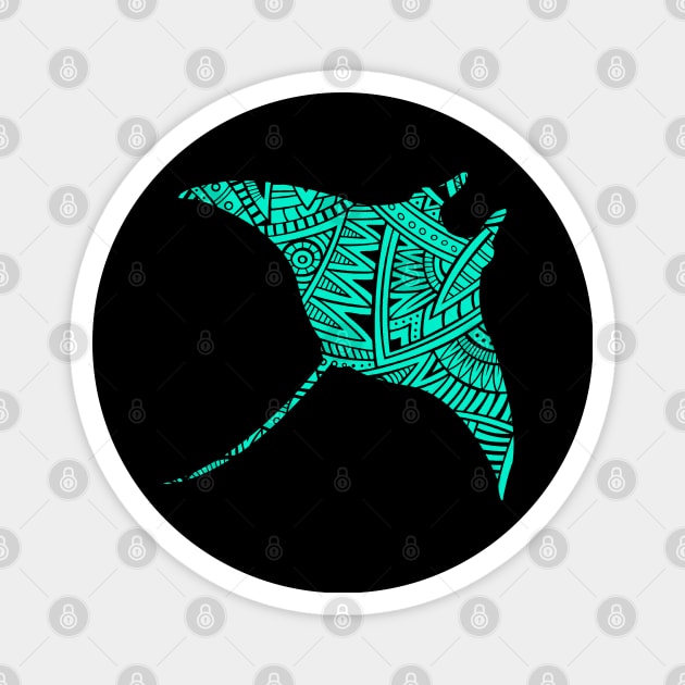 Manta Ray Maori Tribal Tattoo Magnet by Mila46